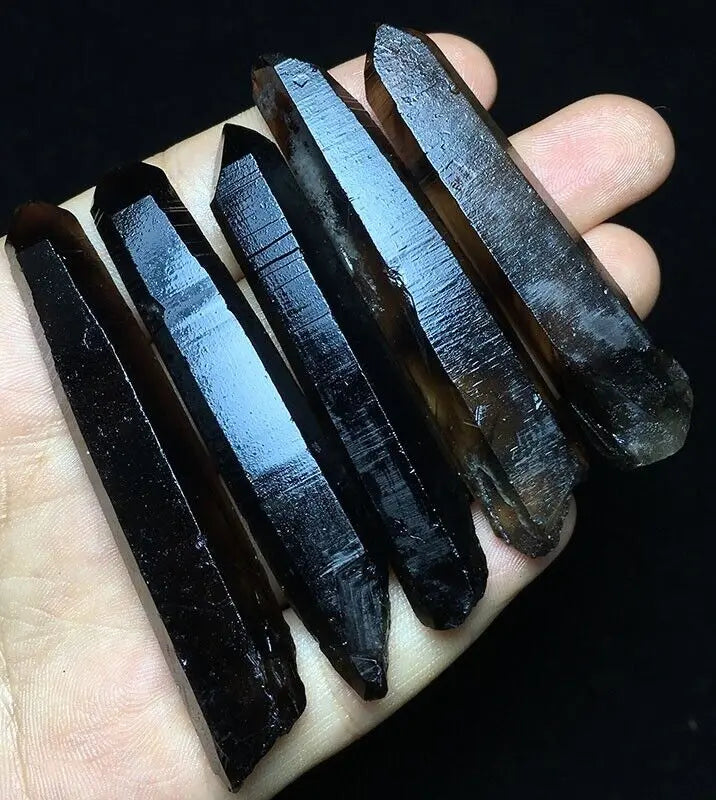 RARE Himalayan Black Smokey Quarts Crystal Point Specimens