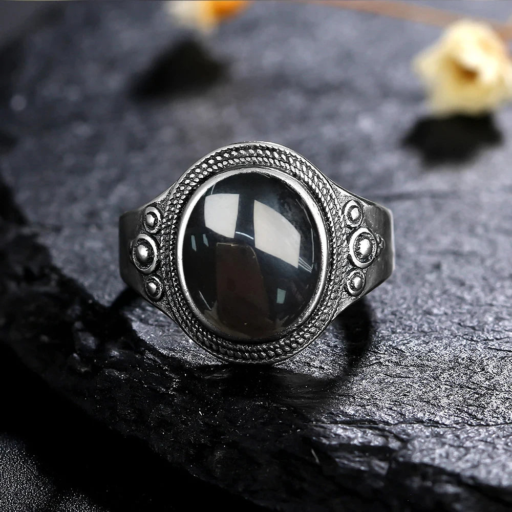 925 Sterling Silver Rings - Black Agate Collection - non-plated