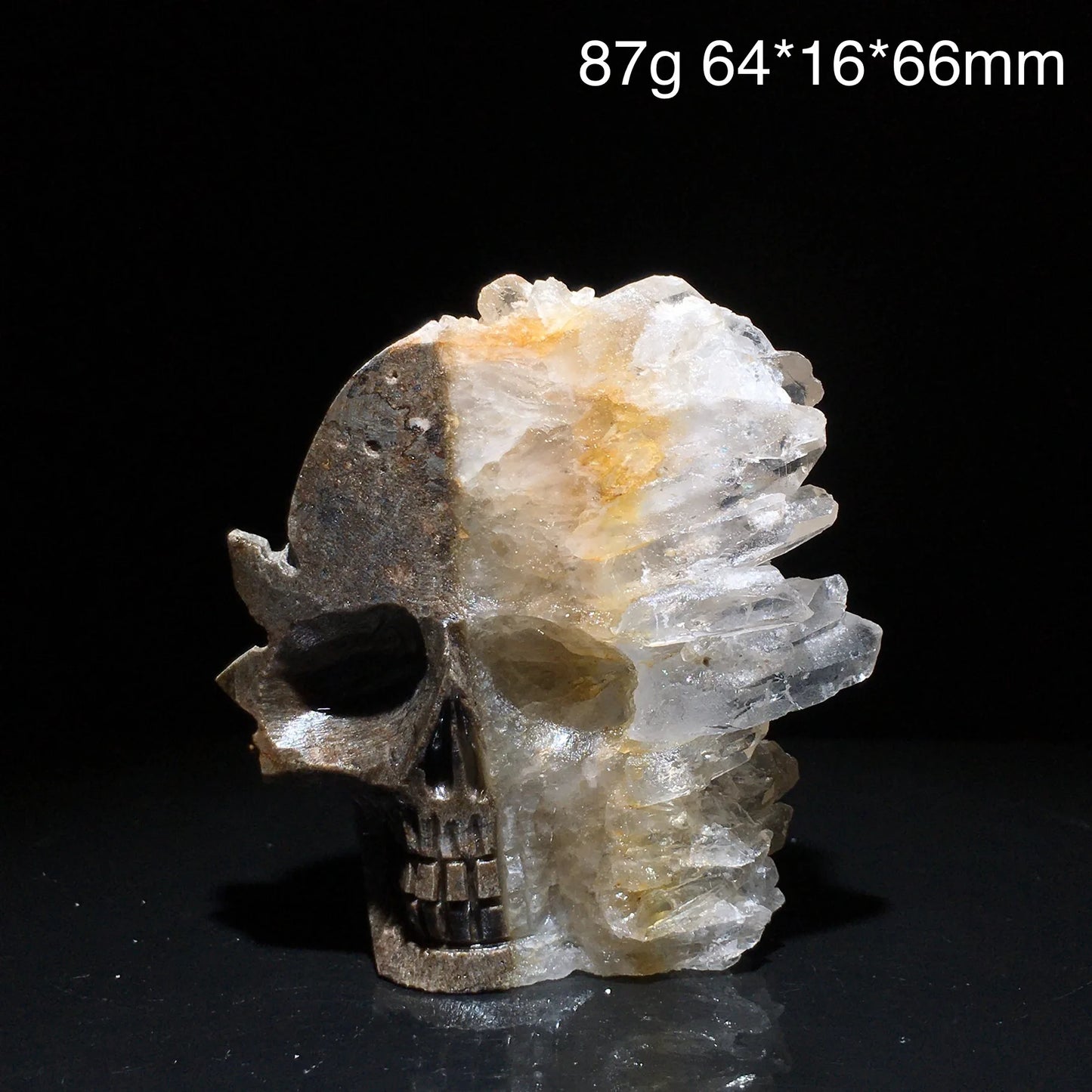 Clear Quartz Crystal Cluster Skull Carving