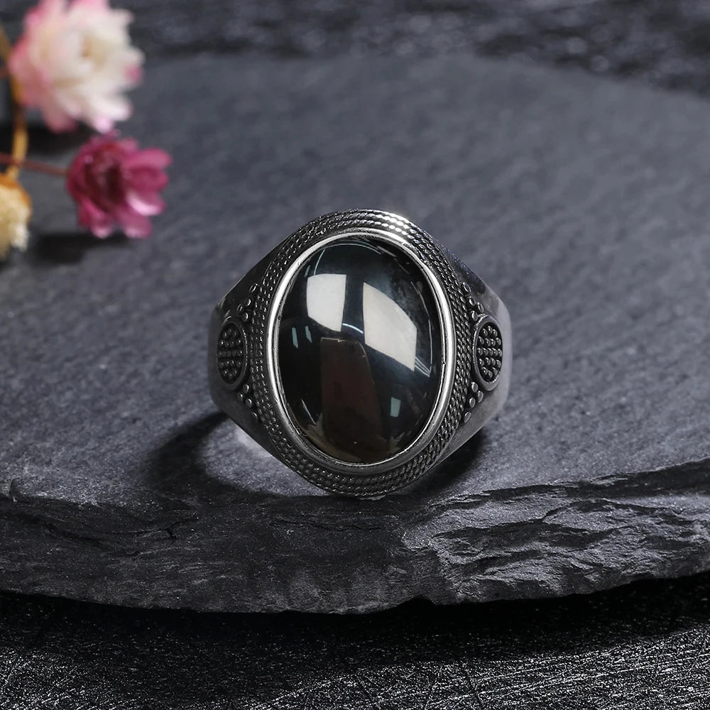 925 Sterling Silver Rings - Black Agate Collection - non-plated