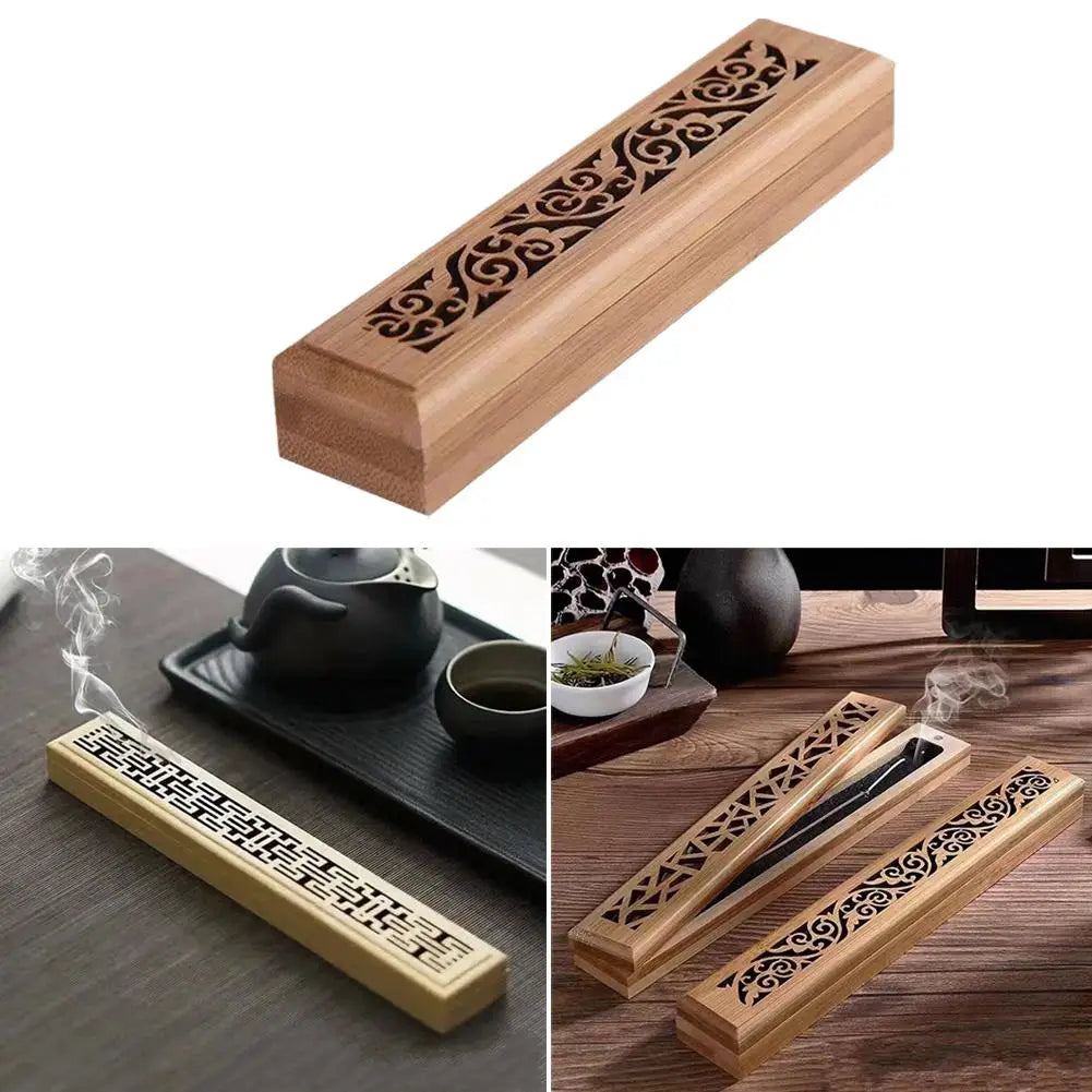 Bamboo Anti-Ash Incense Burner Box