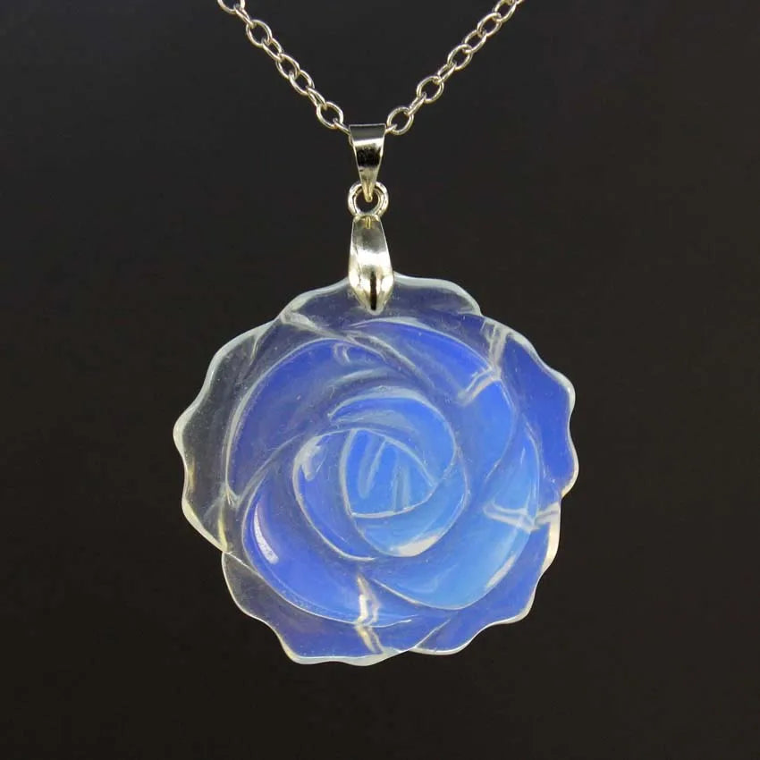 Crystal Rose Necklace With Chain