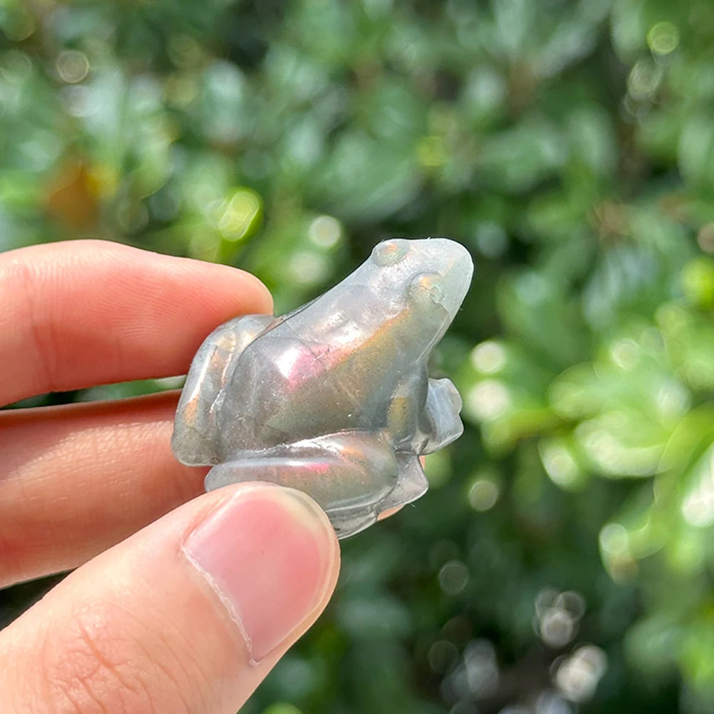 Mini Labradorite Crystal Frog Carving