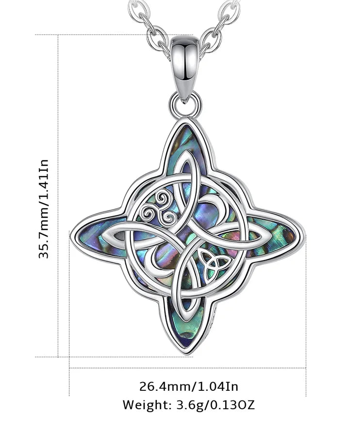 925 Sterling Silver Abalone Witches Knot Necklace