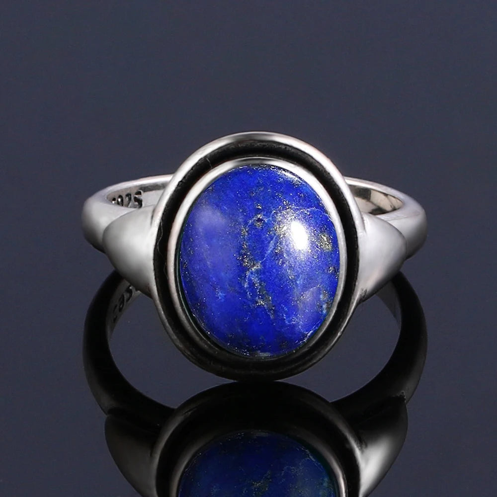 925 Sterling Silver Rings - Lapis Lazuli Collection - non-plated