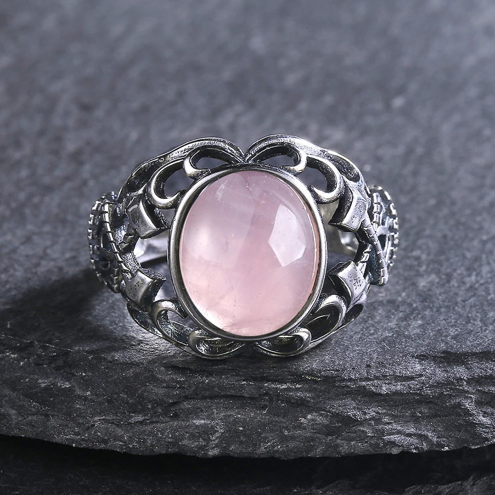 925 Sterling Silver Rings - Rose Quartz Collection - non-plated