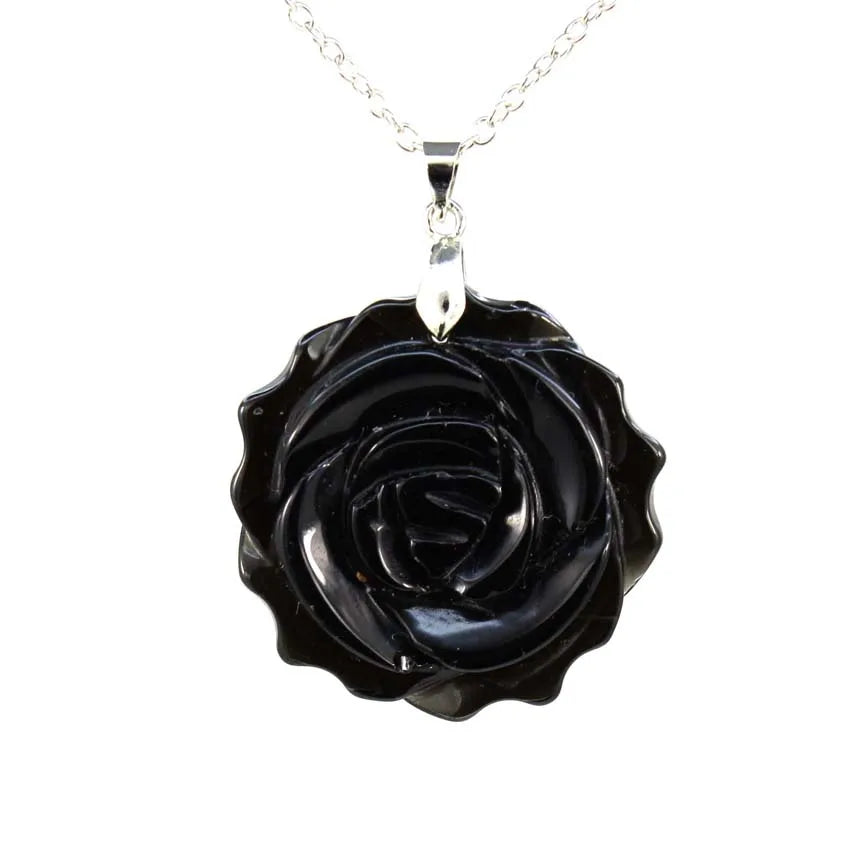 Crystal Rose Necklace With Chain