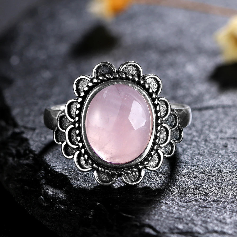 925 Sterling Silver Rings - Rose Quartz Collection - non-plated