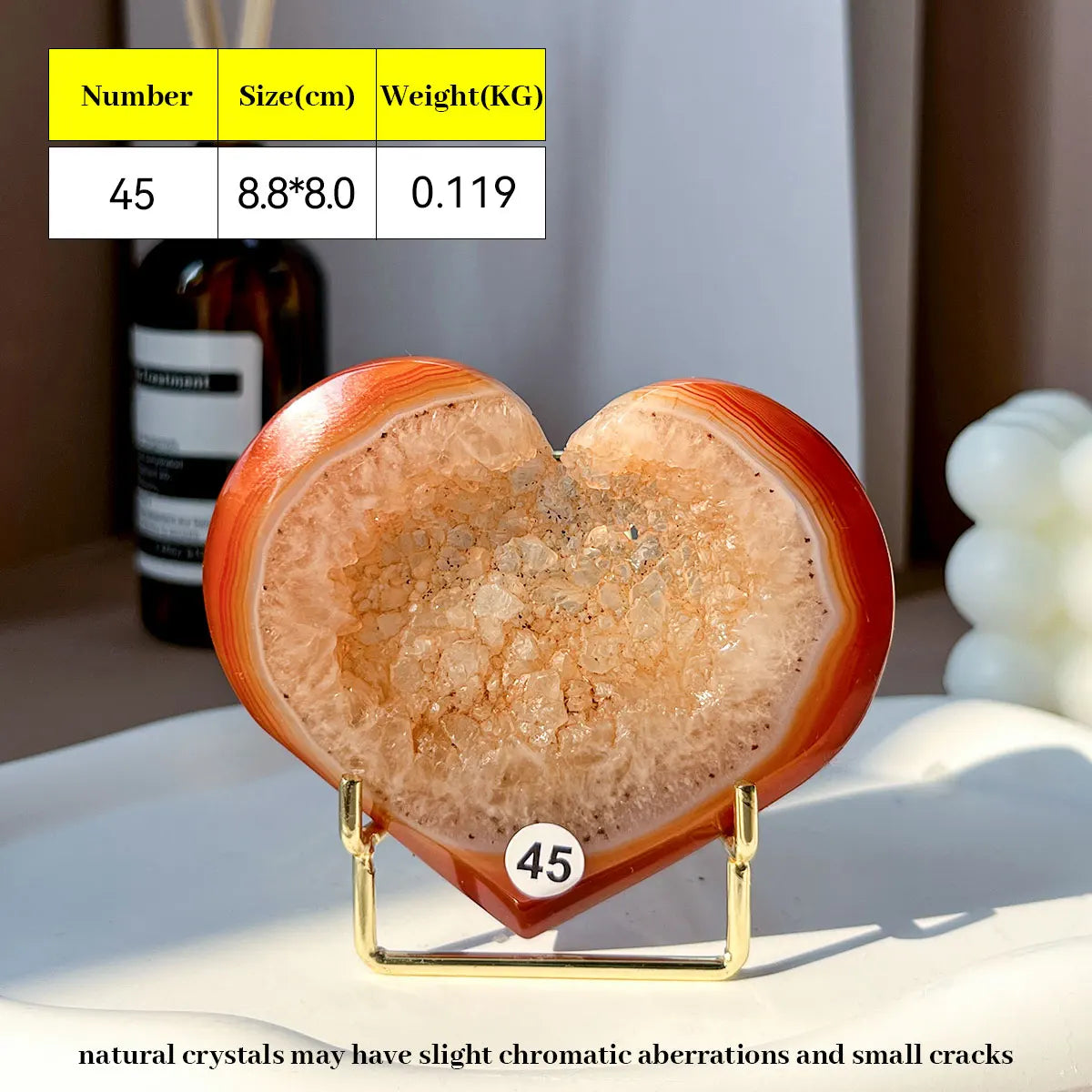 Large Carnelian Crystal Druzy Heart