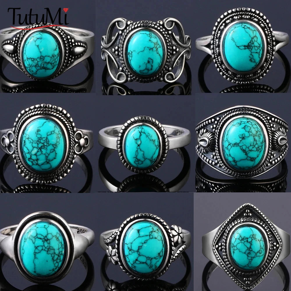 925 Sterling Silver Rings - Turquoise Collection - non-plated