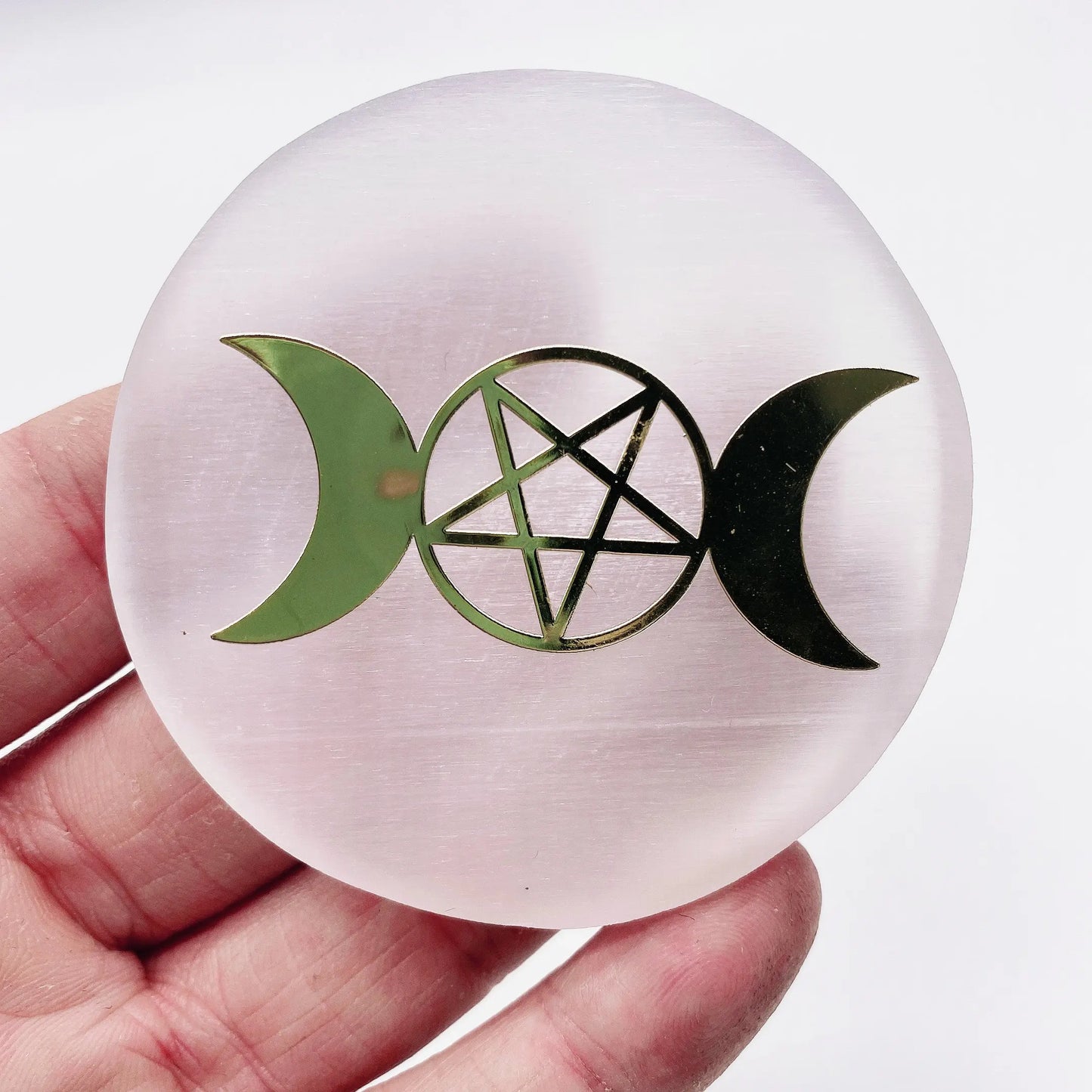 Selenite Crystal Plates with Gold Design