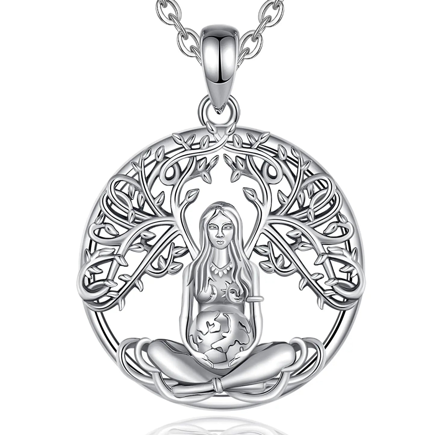 925 Sterling Silver Mother Earth Necklace