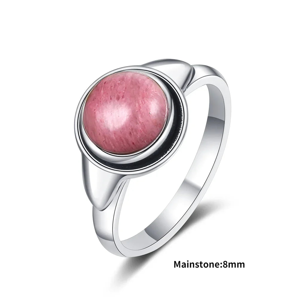 925 Sterling Silver Rings - Rhodochrosite Collection - non-plated