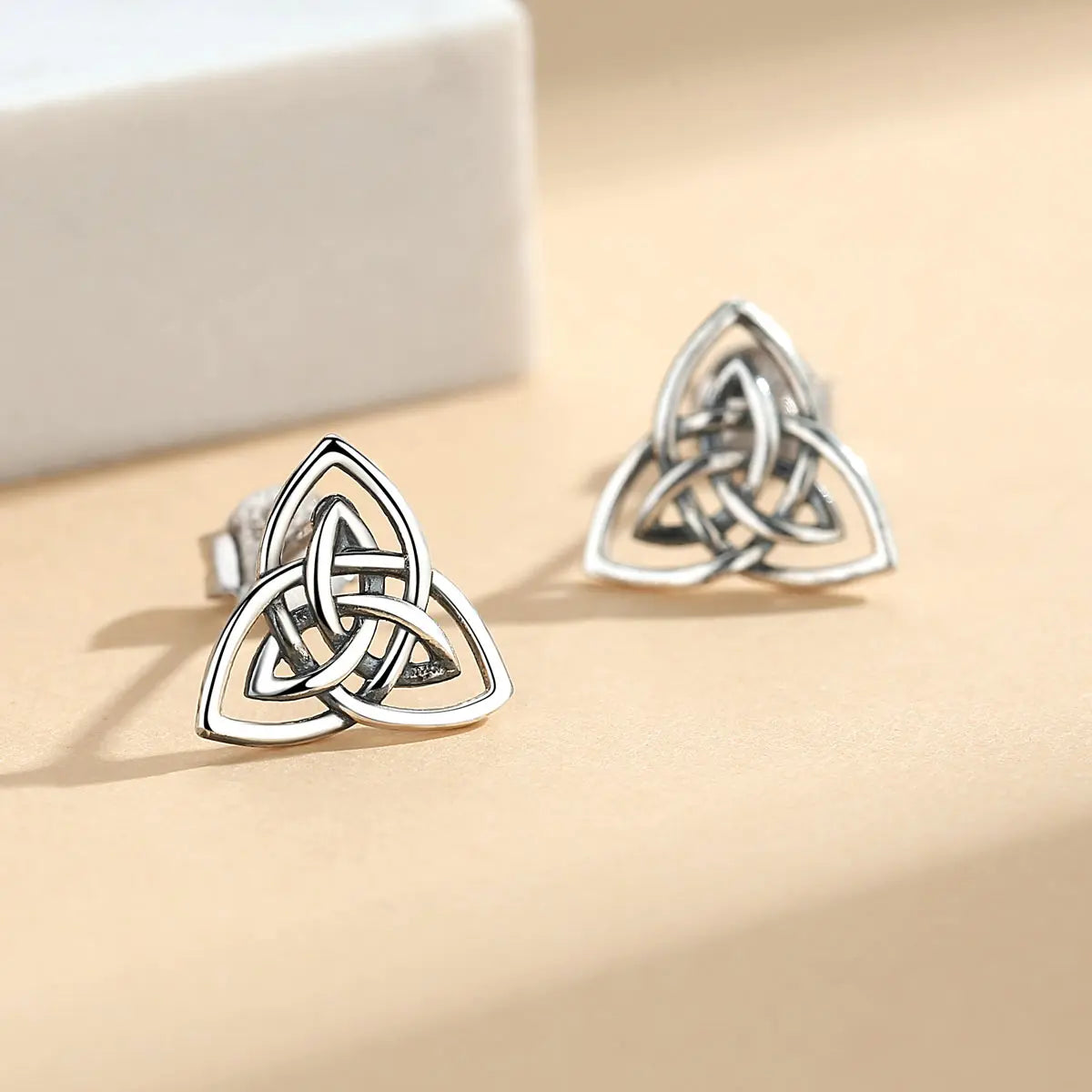 925 Sterling Silver Triquetra Stud Earrings
