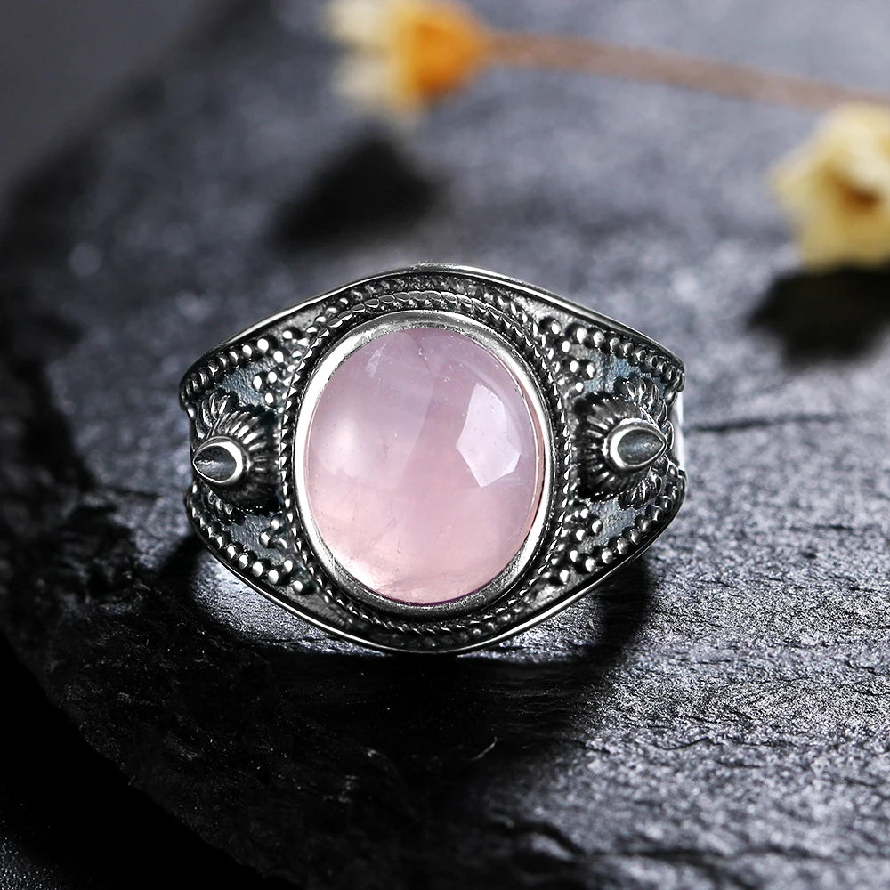 925 Sterling Silver Rings - Rose Quartz Collection - non-plated