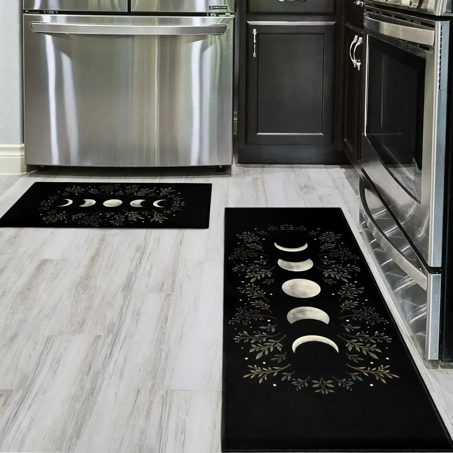 Floral Moon Phase Kitchen Rugs