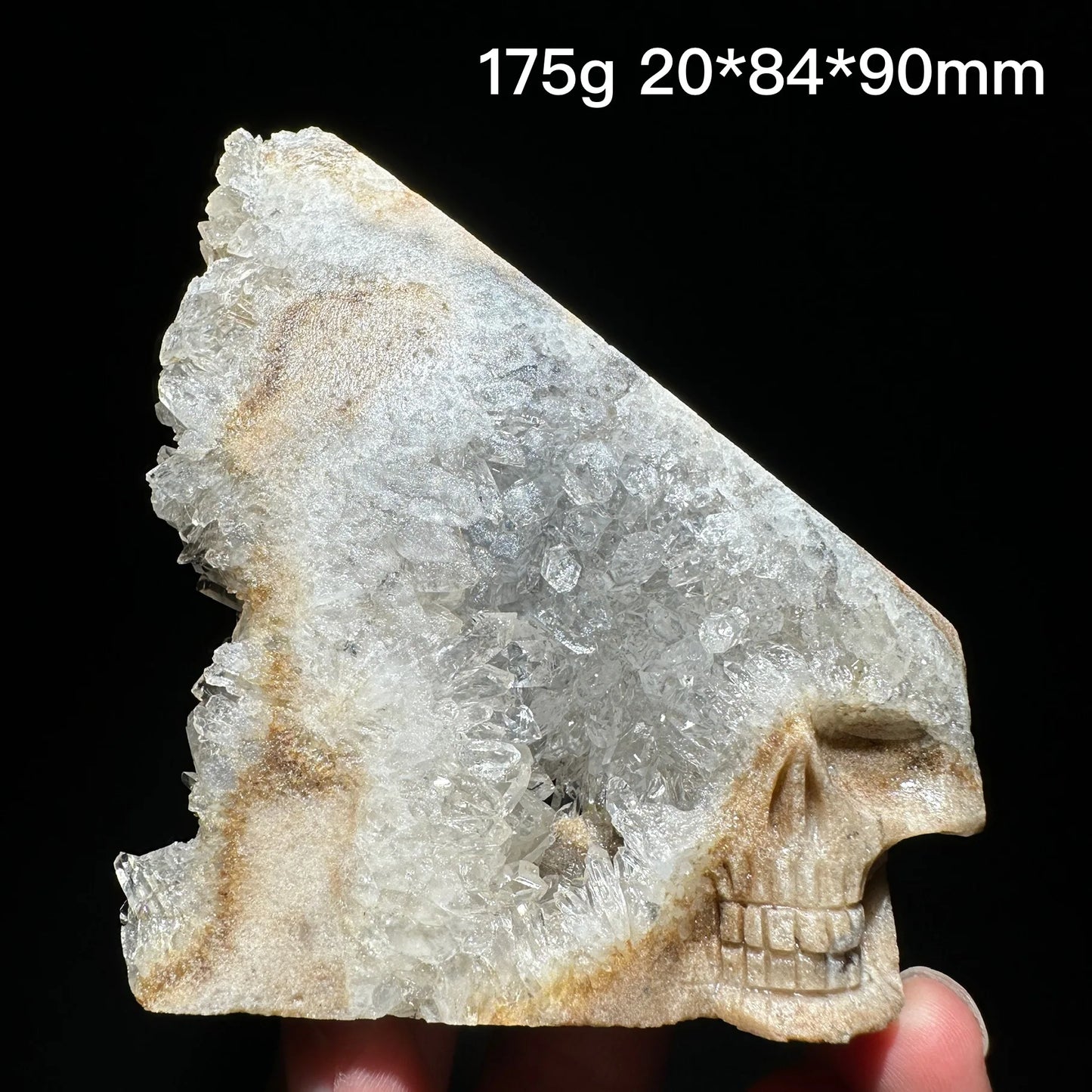 Clear Quartz Crystal Cluster Skull Carving