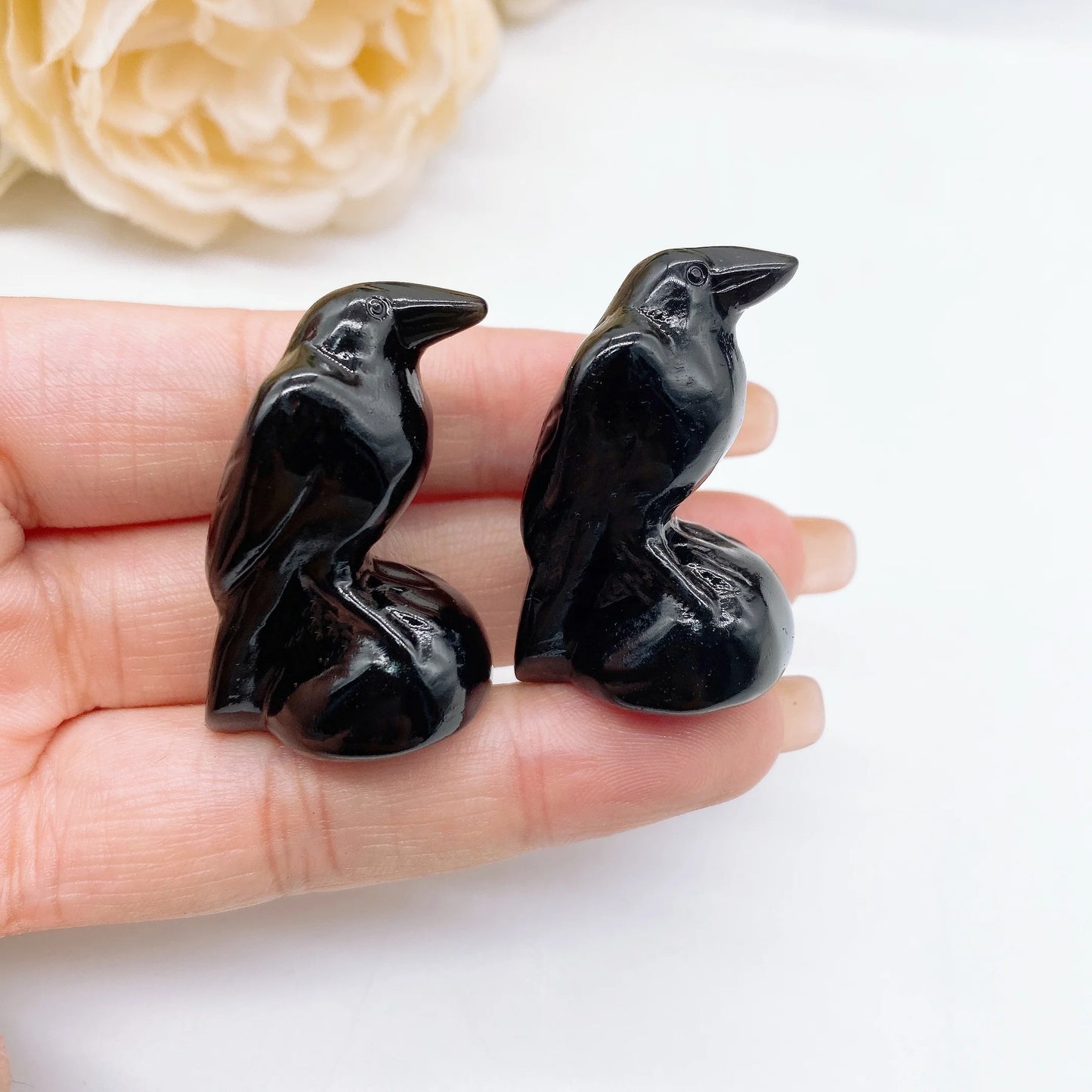 Mini Black Obsidian Crystal Raven