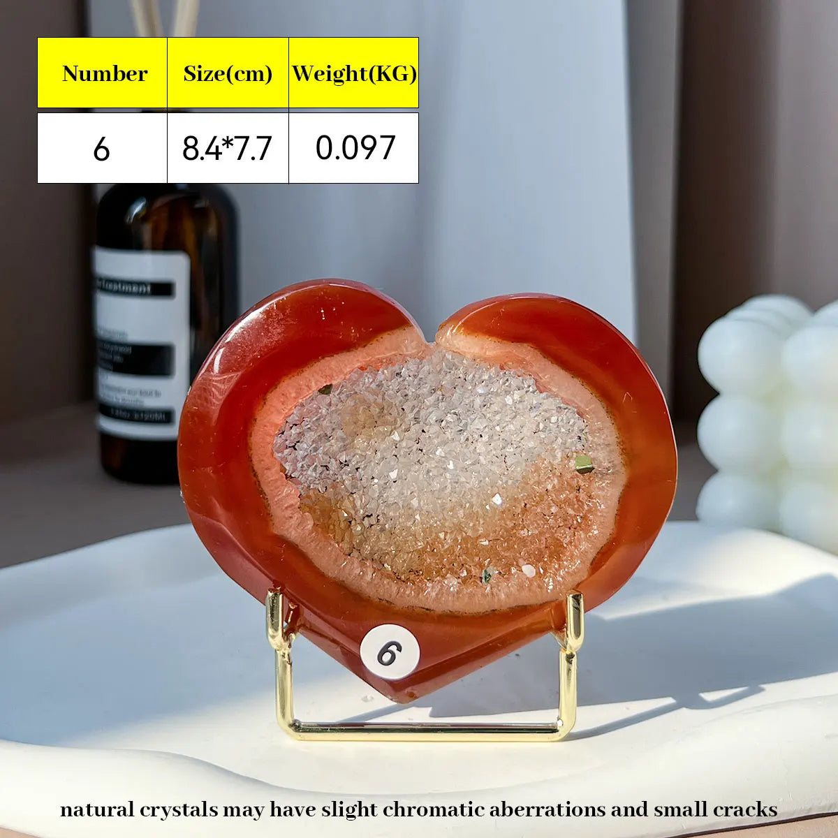 Large Carnelian Crystal Druzy Heart