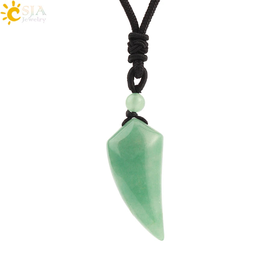 Crystal Dog Tooth Pendant Necklace