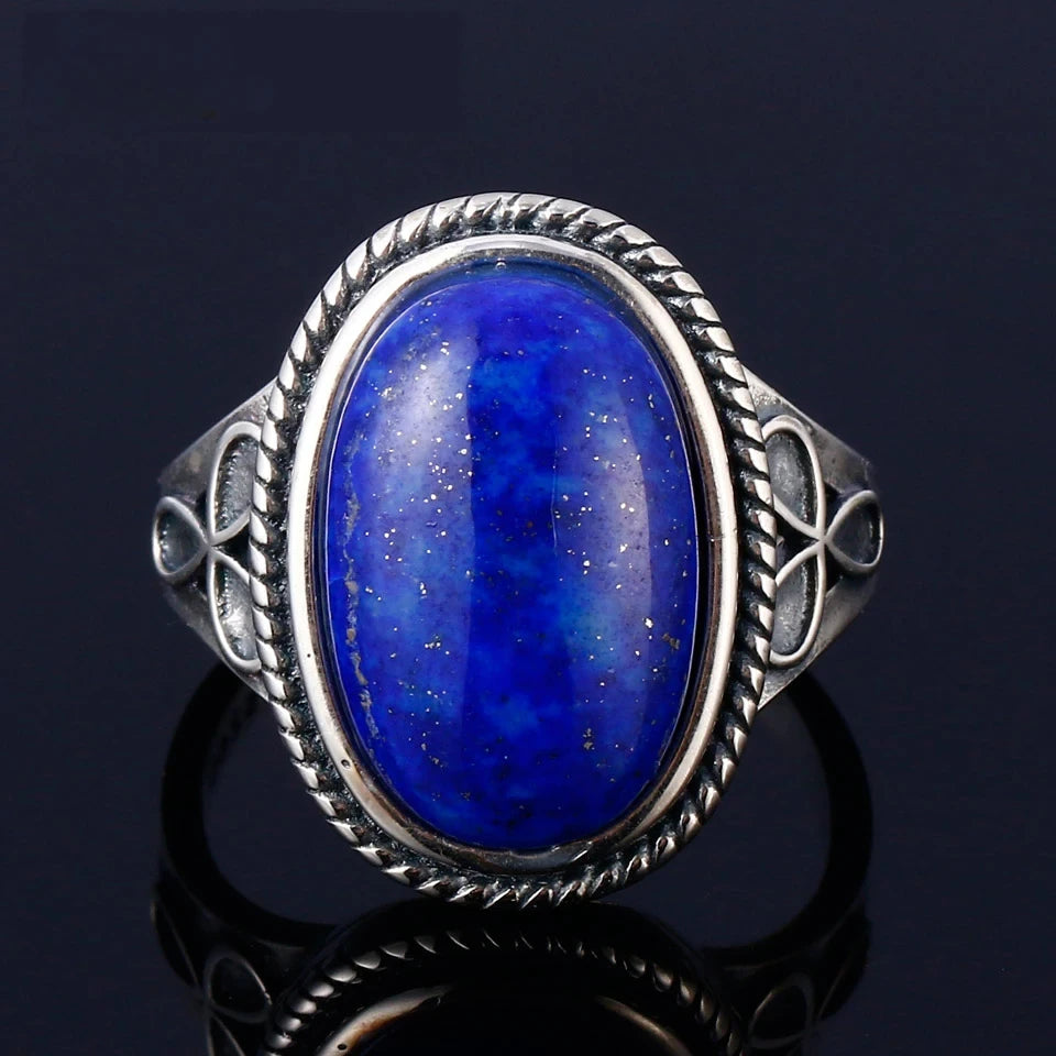 925 Sterling Silver Rings - Lapis Lazuli Collection - non-plated