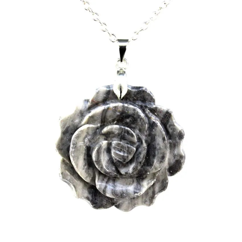 Crystal Rose Necklace With Chain