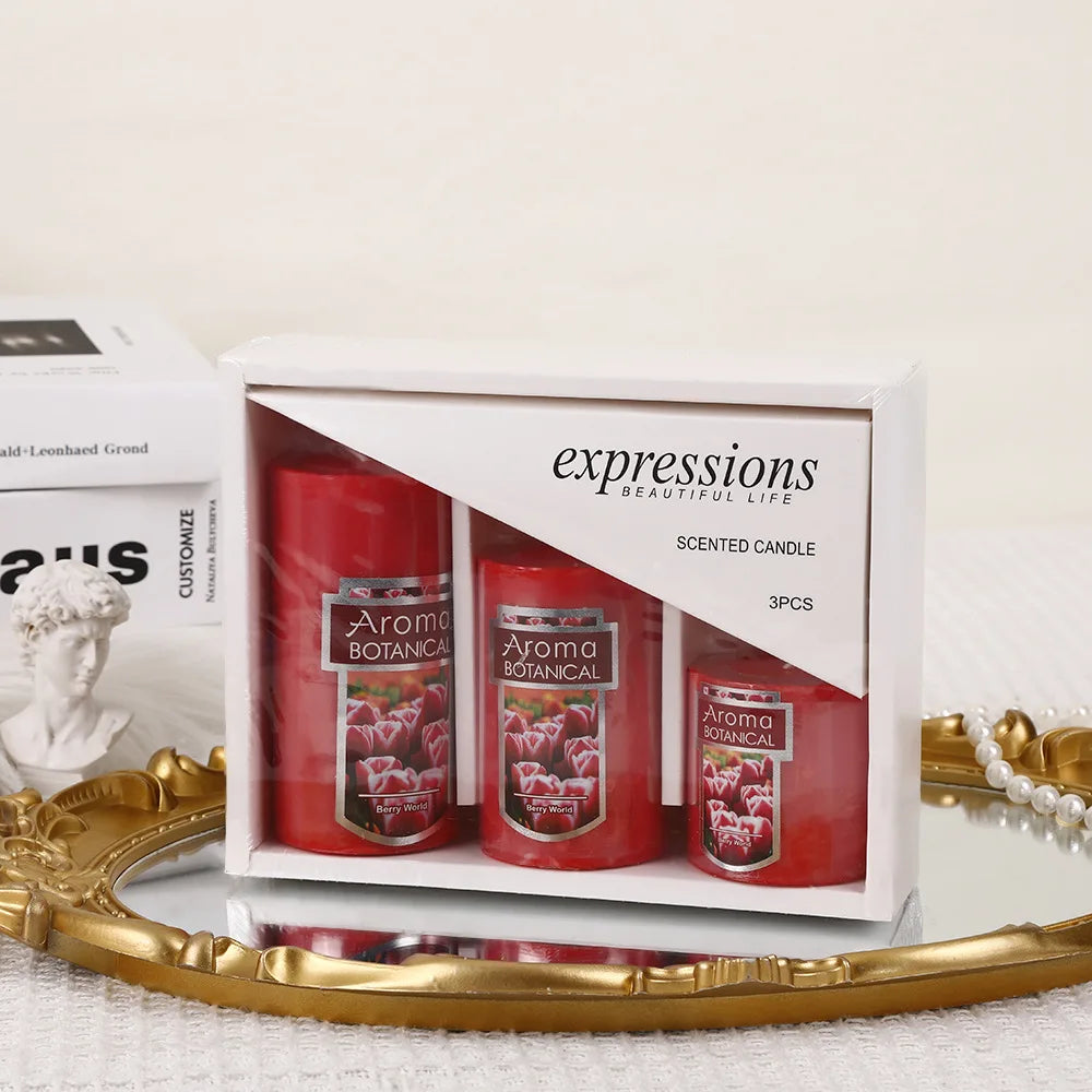 Scented Pillar Candles - 3 Pcs Set