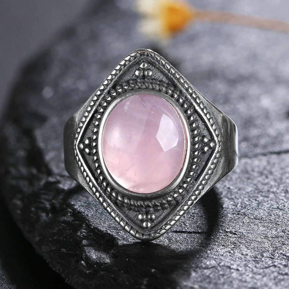 925 Sterling Silver Rings - Rose Quartz Collection - non-plated