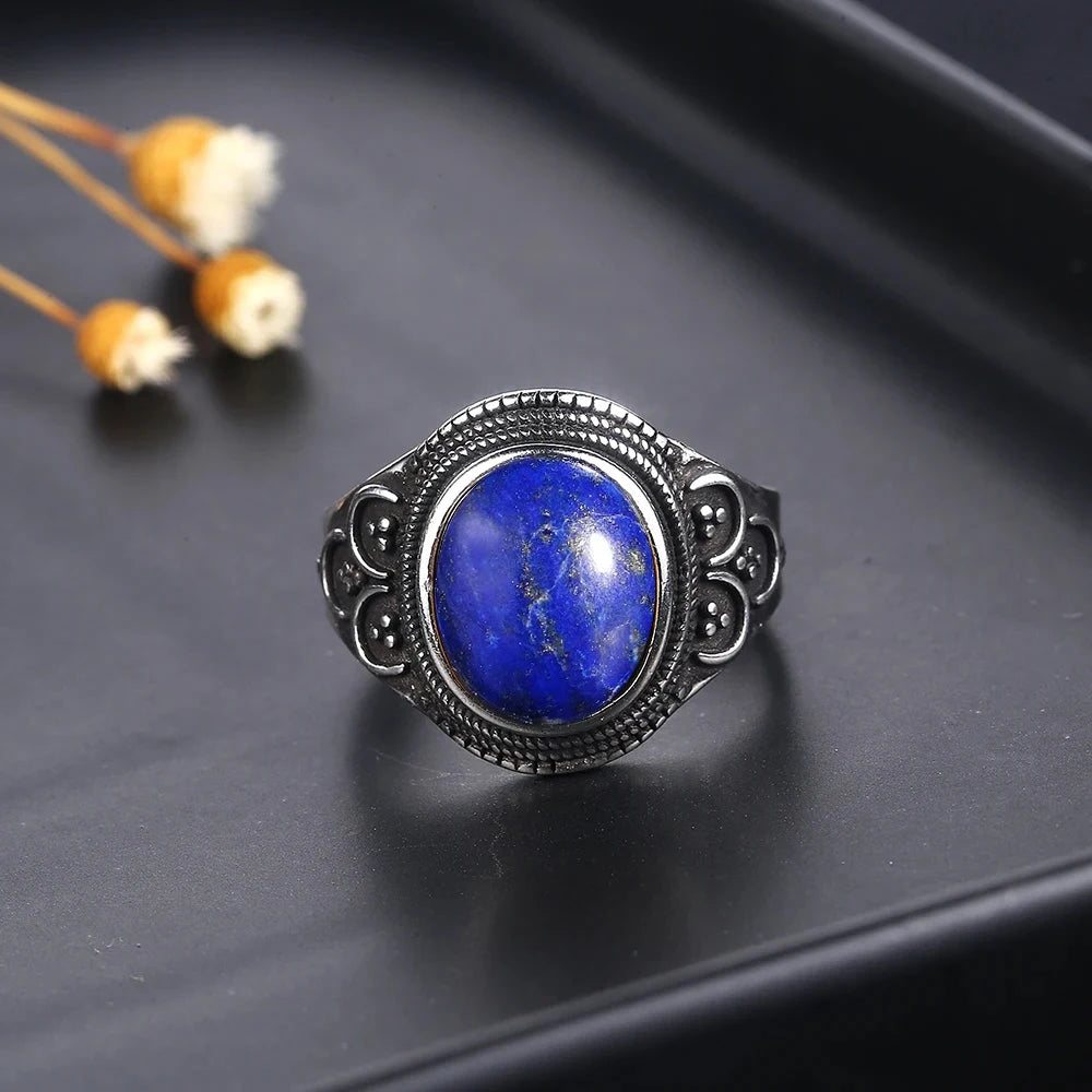 925 Sterling Silver Rings - Lapis Lazuli Collection - non-plated