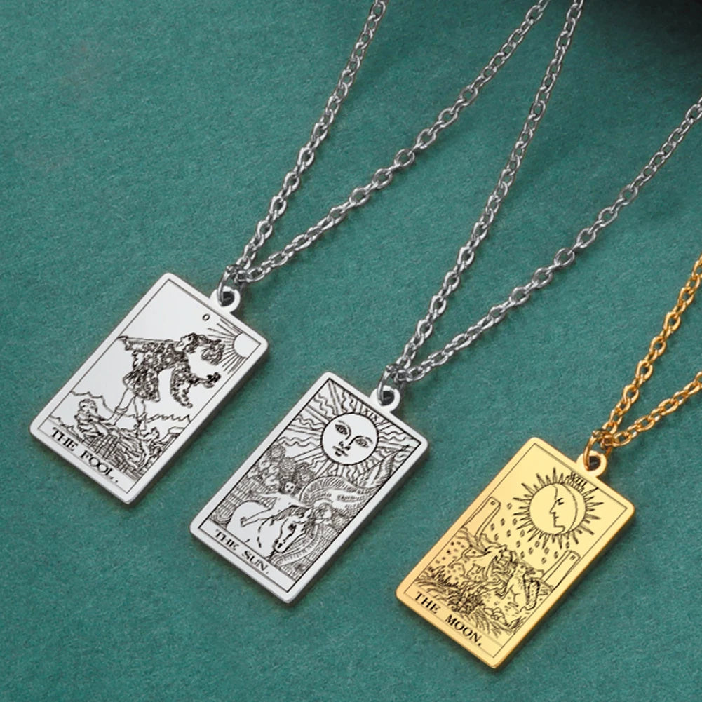 Stainless Steel Tarot Necklaces - Classic Collection - Rhodium, 14k Rose Gold or 18k Yellow Gold Plated
