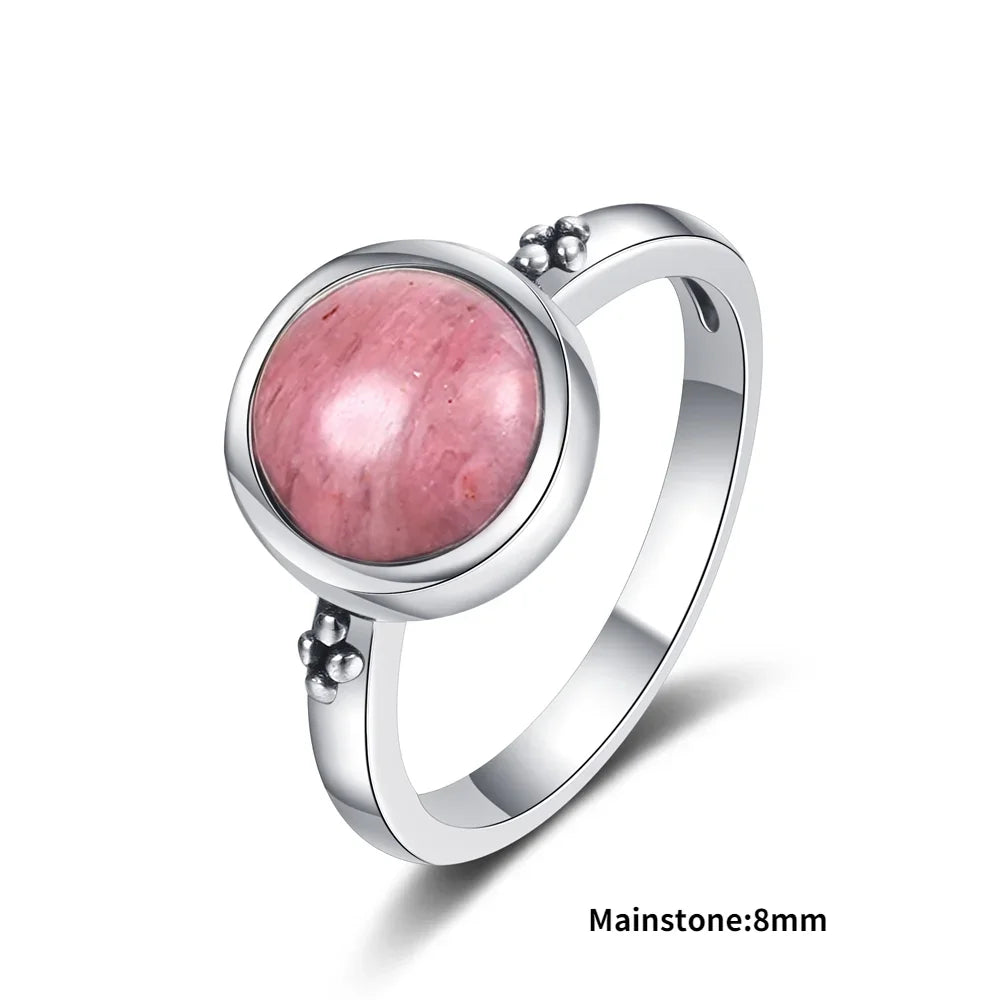 925 Sterling Silver Rings - Rhodochrosite Collection - non-plated
