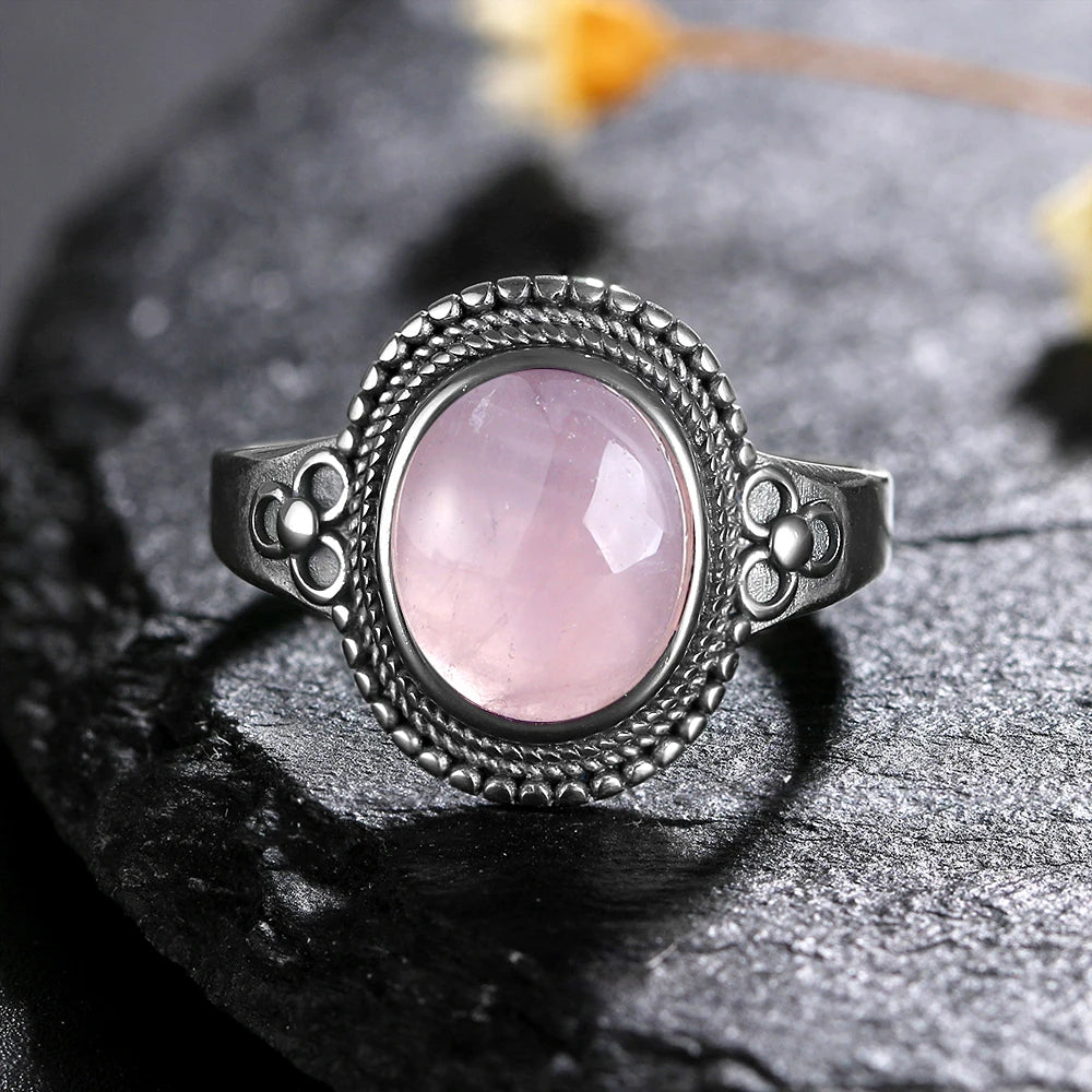 925 Sterling Silver Rings - Rose Quartz Collection - non-plated