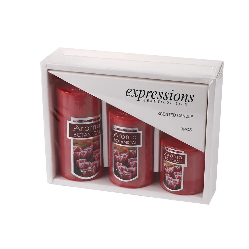 Scented Pillar Candles - 3 Pcs Set