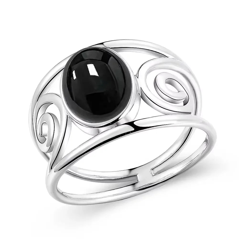 925 Sterling Silver Rings - Black Agate Collection - non-plated
