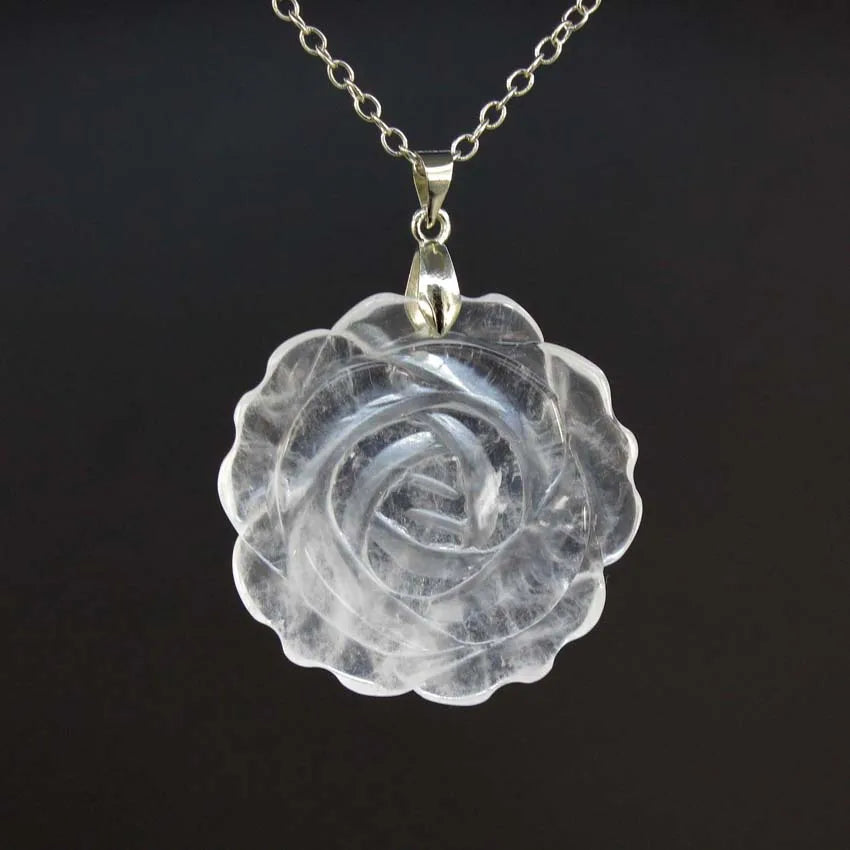 Crystal Rose Necklace With Chain