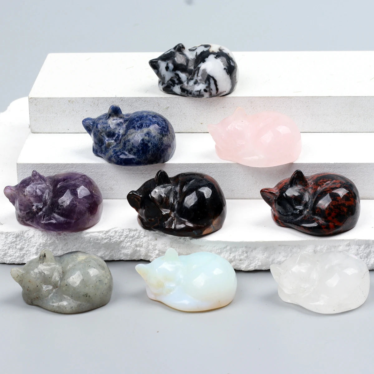 Mini Sleeping Kitty Carvings