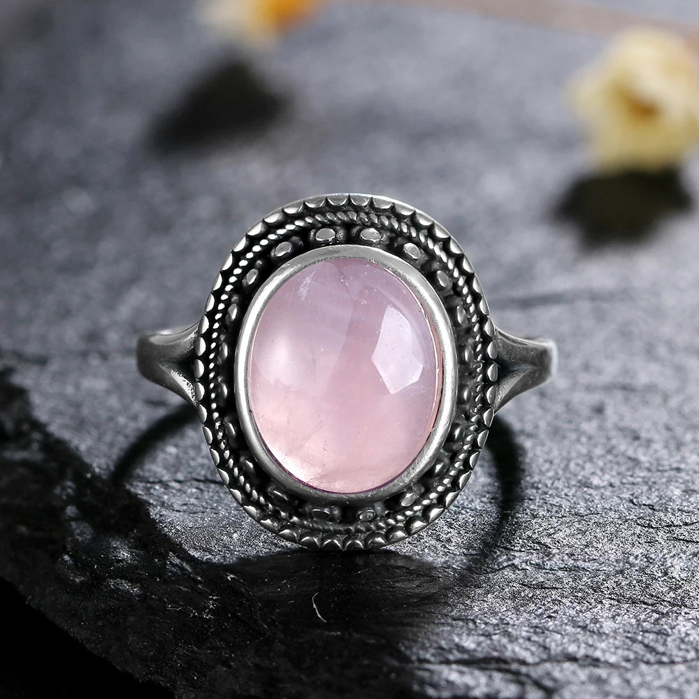 925 Sterling Silver Rings - Rose Quartz Collection - non-plated