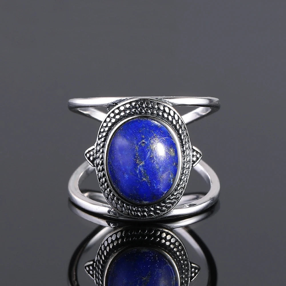 925 Sterling Silver Rings - Lapis Lazuli Collection - non-plated