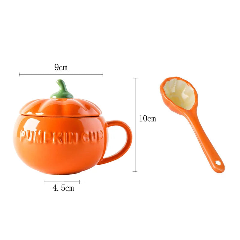 Pumpkin Bowl/Mug with Lid and Spoon