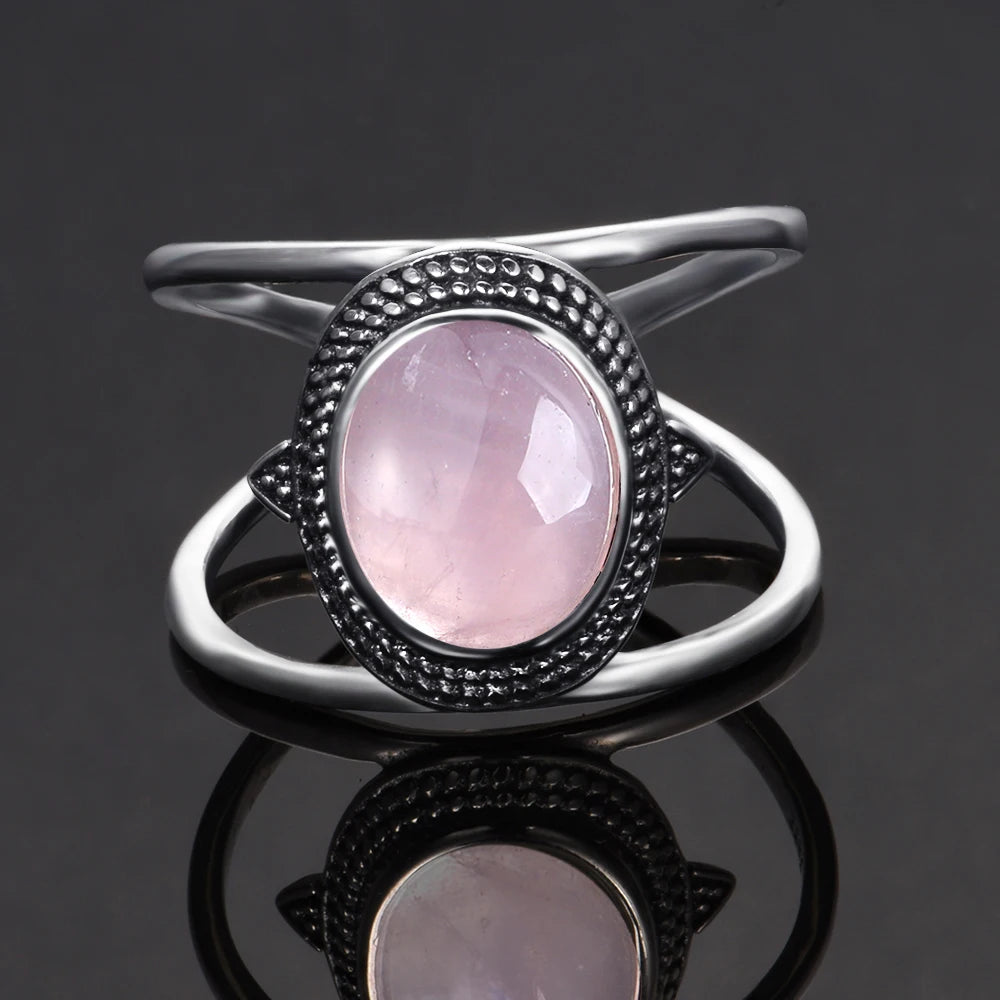 925 Sterling Silver Rings - Rose Quartz Collection - non-plated