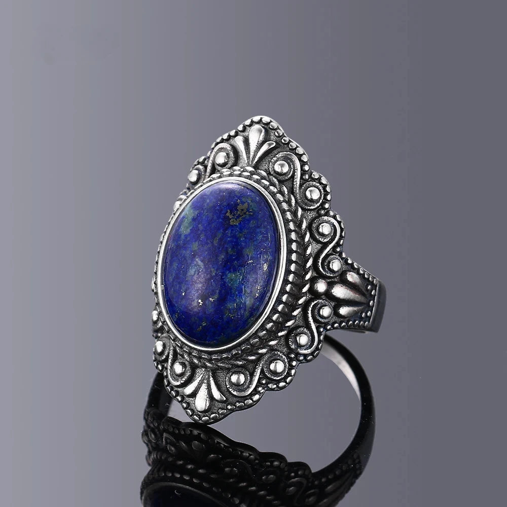 925 Sterling Silver Rings - Lapis Lazuli Collection - non-plated