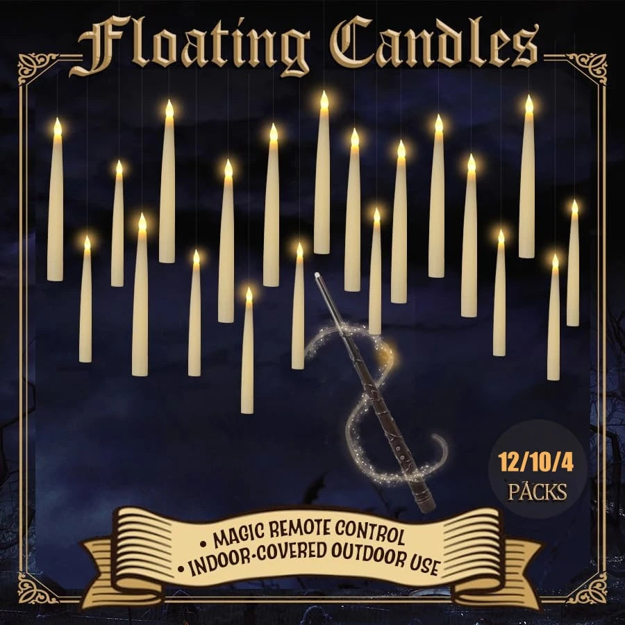 Floating Flameless Candles with Wand - 12 Pcs