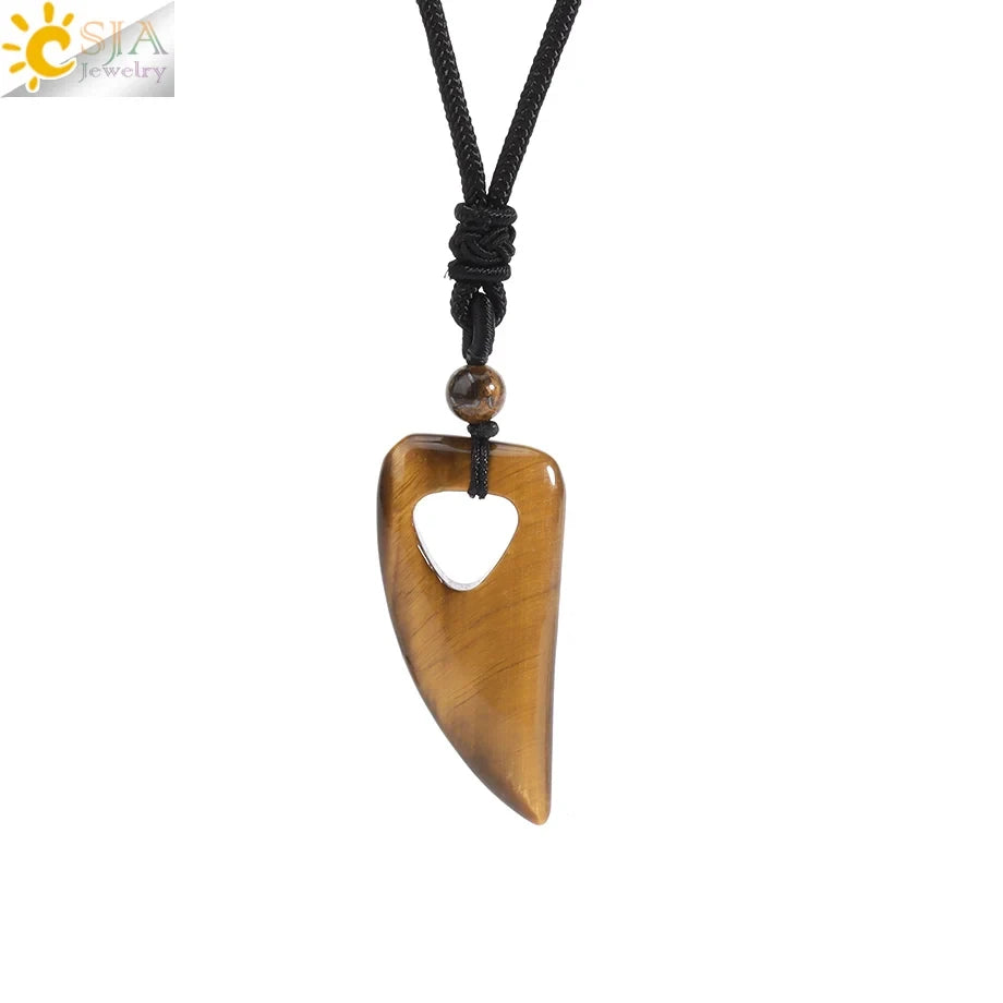 Crystal Dog Tooth Pendant Necklace
