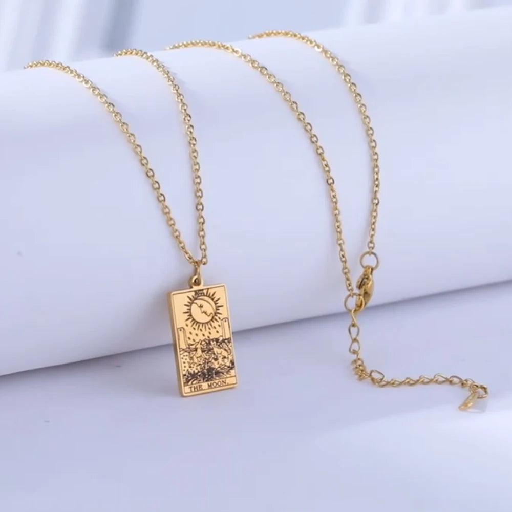 Stainless Steel Tarot Necklaces - Classic Collection - Rhodium, 14k Rose Gold or 18k Yellow Gold Plated