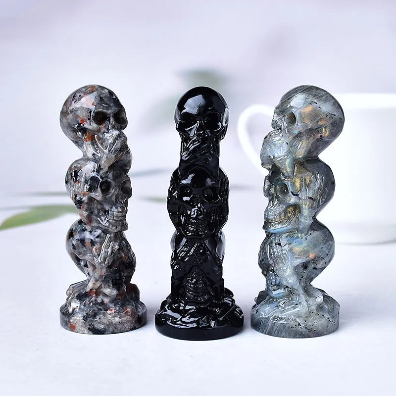 Stacked Skulls Crystal Carvings