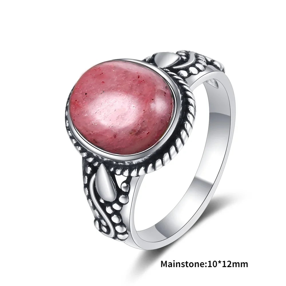 925 Sterling Silver Rings - Rhodochrosite Collection - non-plated