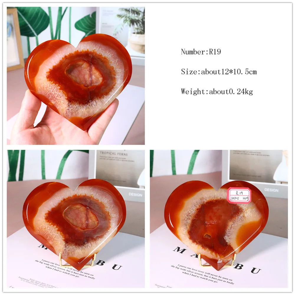 Large Carnelian Crystal Druzy Heart