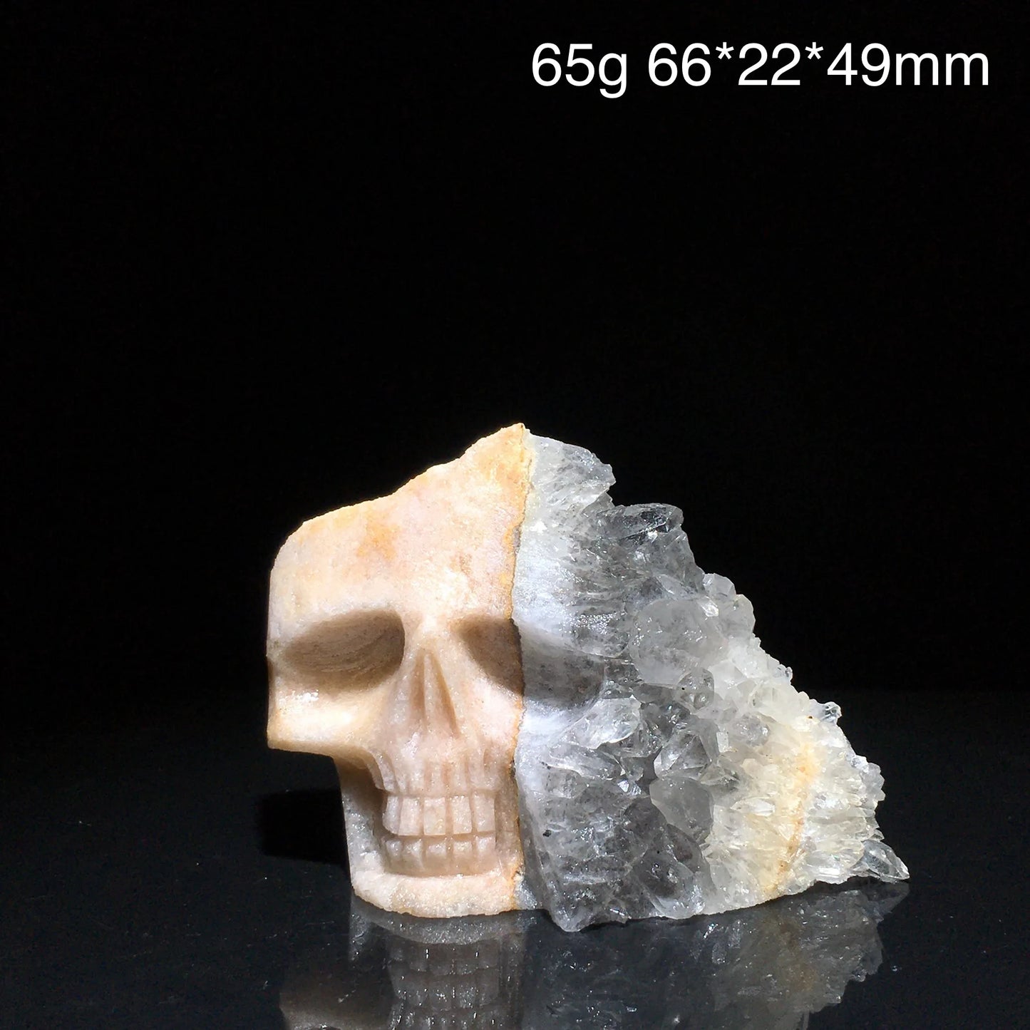 Clear Quartz Crystal Cluster Skull Carving