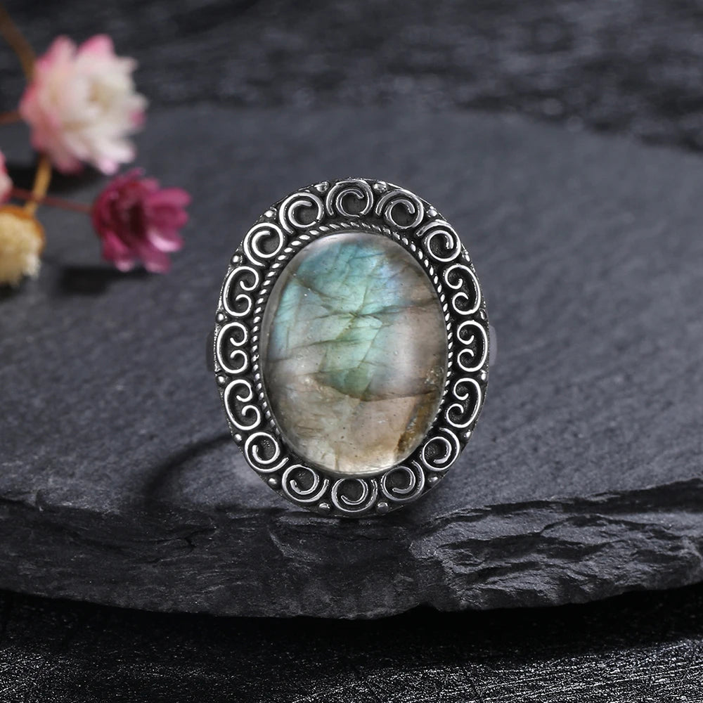 925 Sterling Silver Rings - Labradorite Collection - non-plated