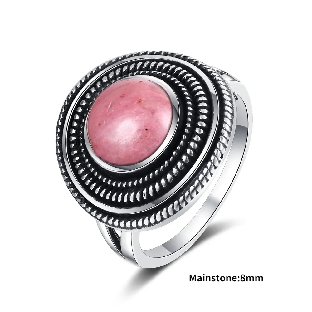 925 Sterling Silver Rings - Rhodochrosite Collection - non-plated